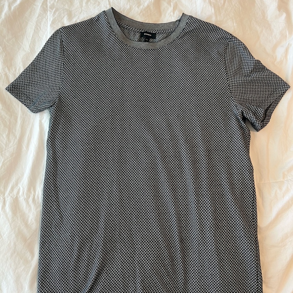 Express Black and White Short Sleeve Tee